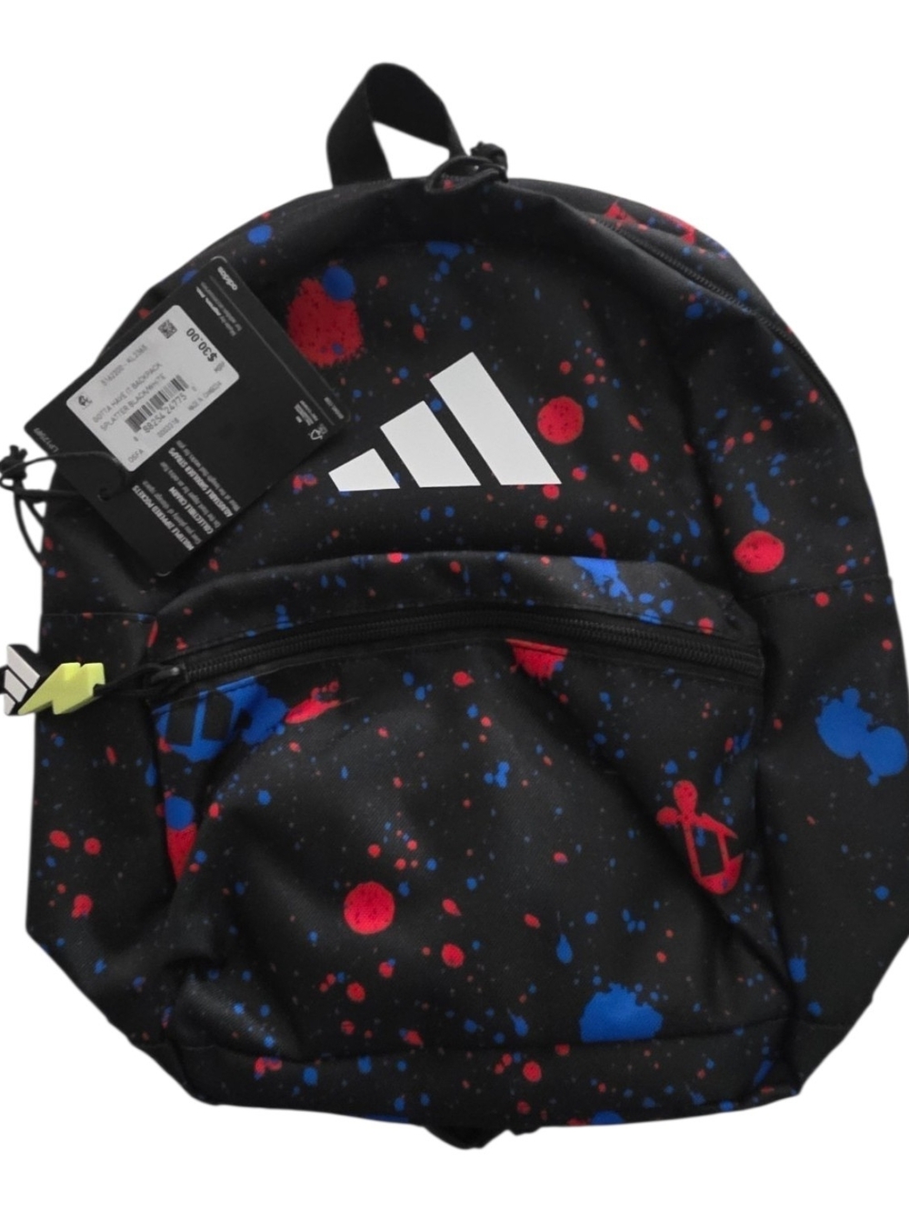 adidas Black Backpack with Red and Blue Splatter